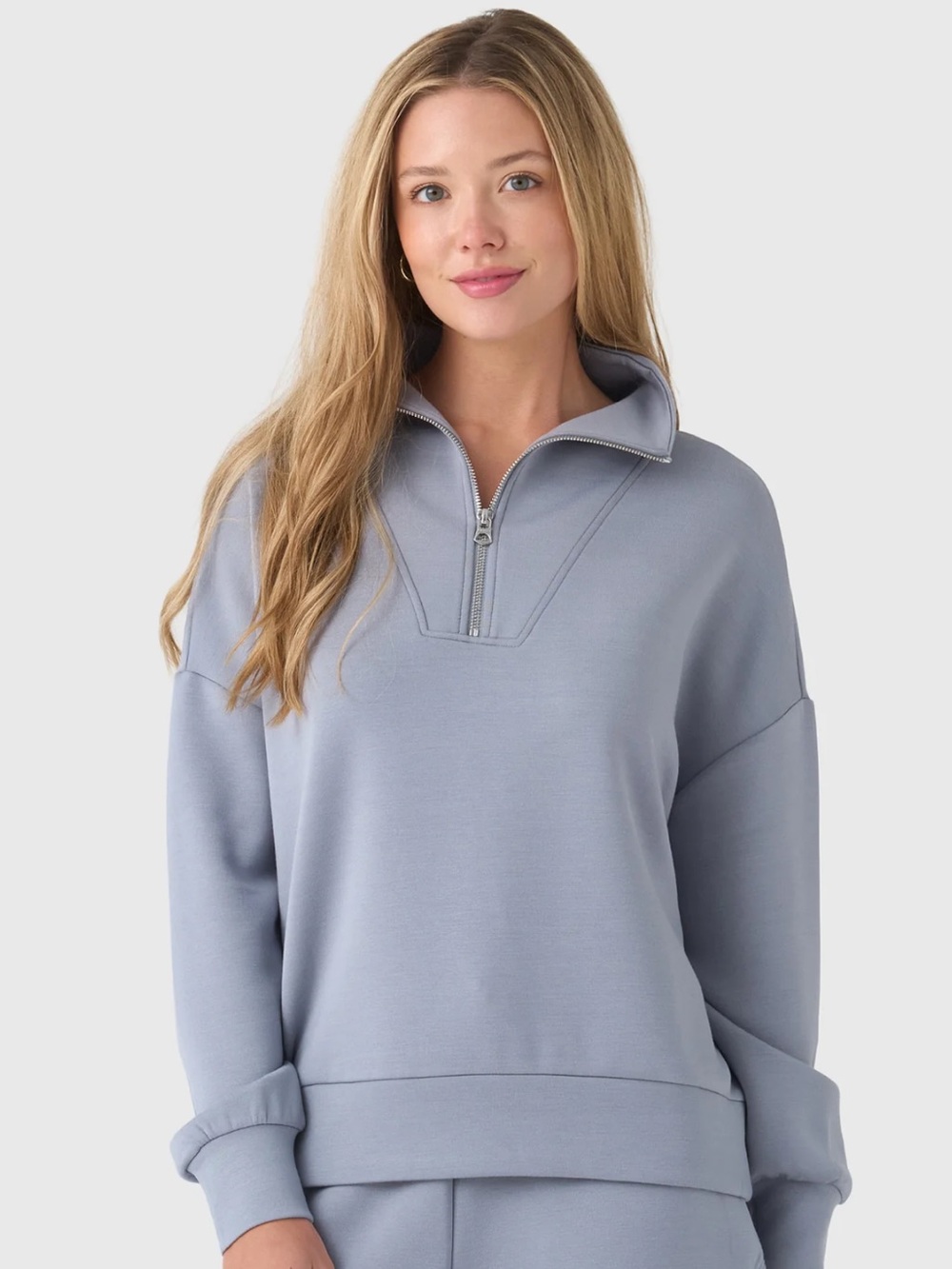NEW Varley Hawley Half Zip Sweatshirt in Wind Blue